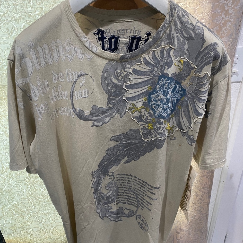 Monarchy Raw Edged Overstitched & Patches T-Shirts Sz XL